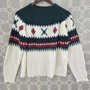 Vintage TURA Crew Neck Aztec Pullover Knit Sweater Women's L